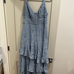 Vici Light Blue Textured Maxi Dress